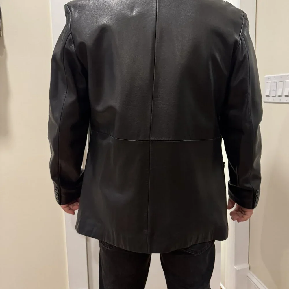 You’re not cool…change that with this VINTAGE Y2K Leather Sports Jacket - Picture 7 of 9